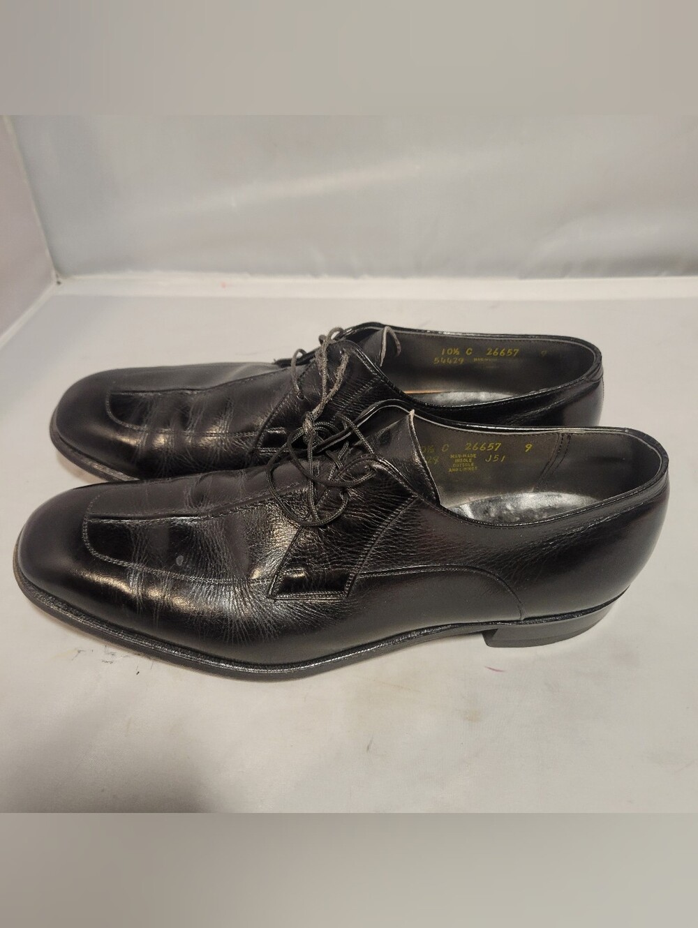 VTG Freeman Mens Dress Shoes 10.5 c Black Leather Mens